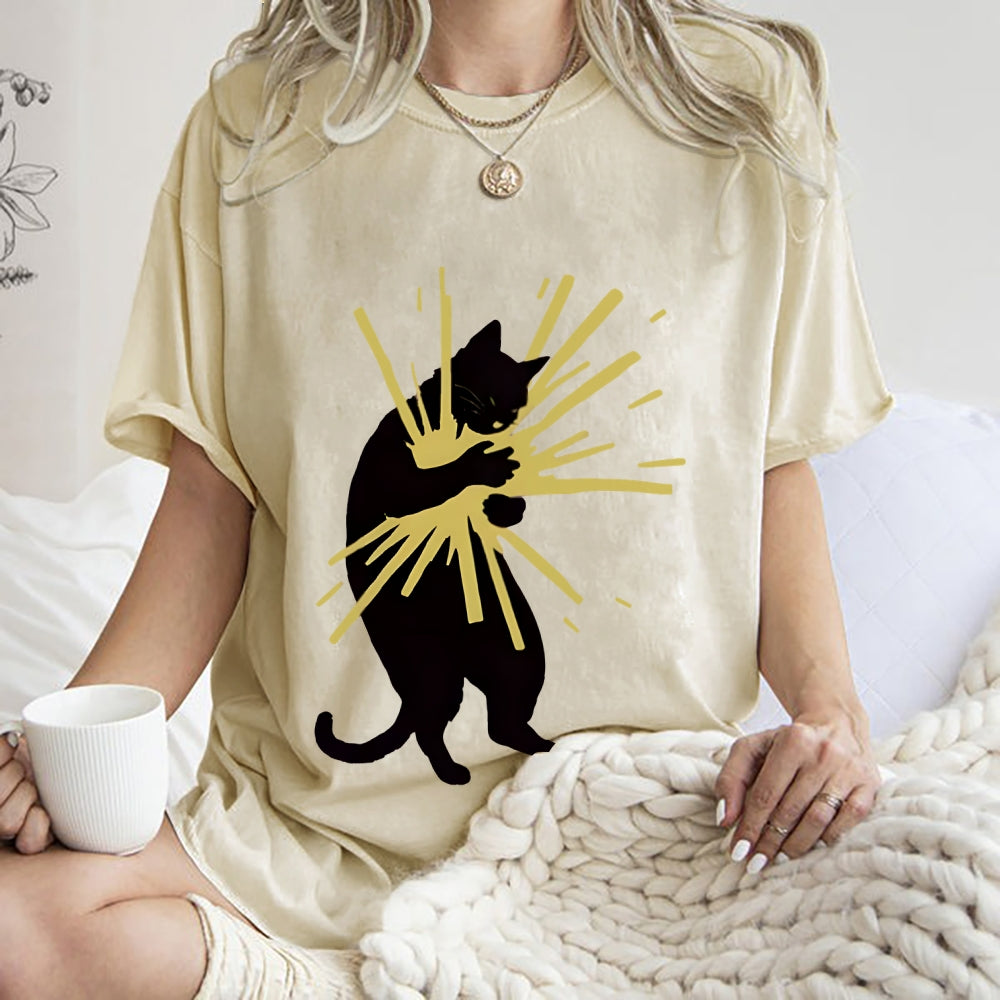 Cat Holding Light Washed T-Shirt