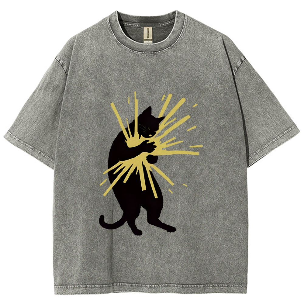 Cat Holding Light Washed T-Shirt