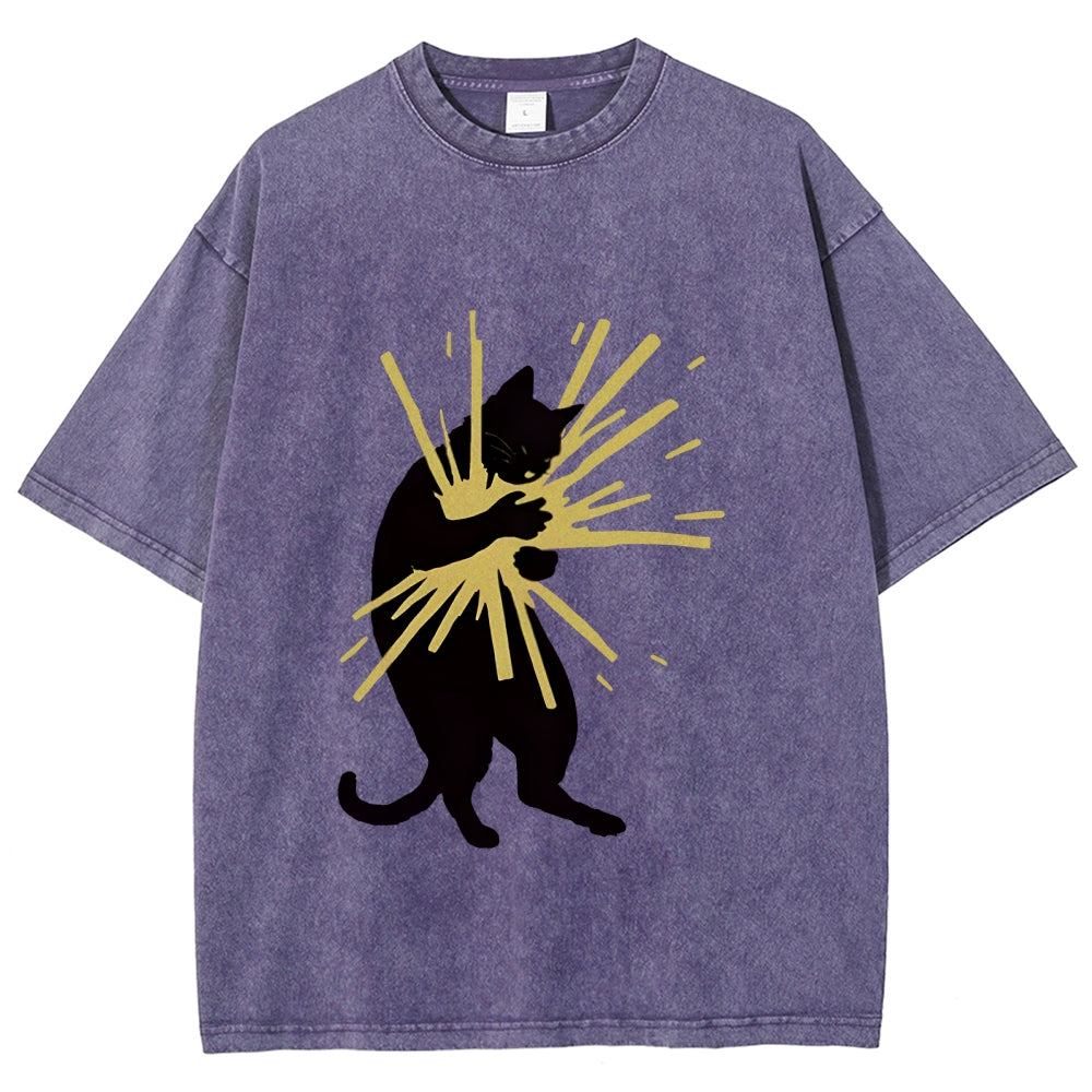 Cat Holding Light Washed T-Shirt