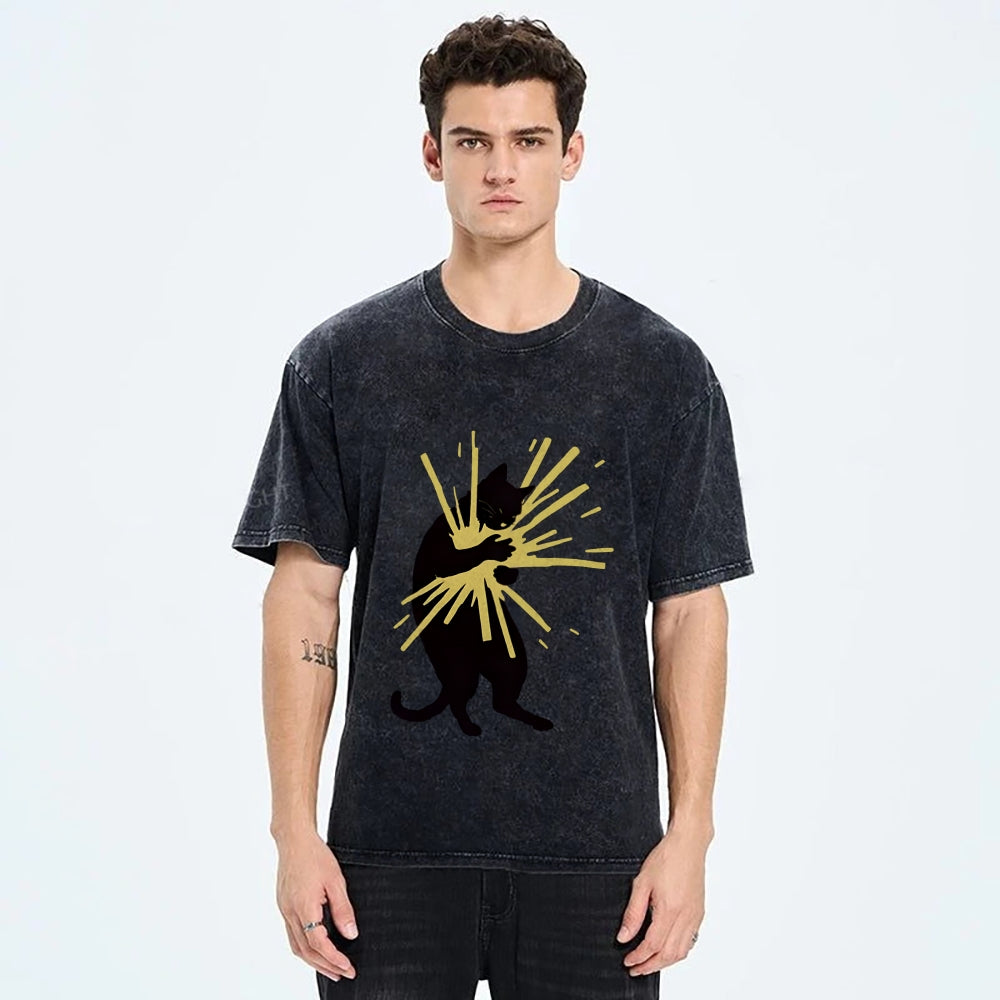 Cat Holding Light Washed T-Shirt
