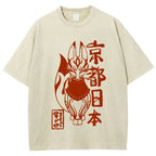 Kyoto Kitsune Vintage Wash Japanese Design T-Shirt