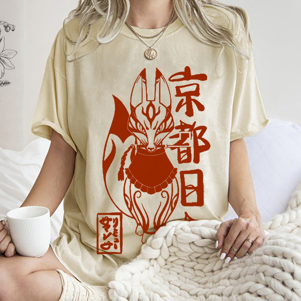 Kyoto Kitsune Vintage Wash Japanese Design T-Shirt