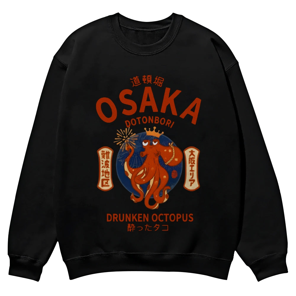 Osaka Dotonbori Drunken Octopus Cotton Sweatshirt
