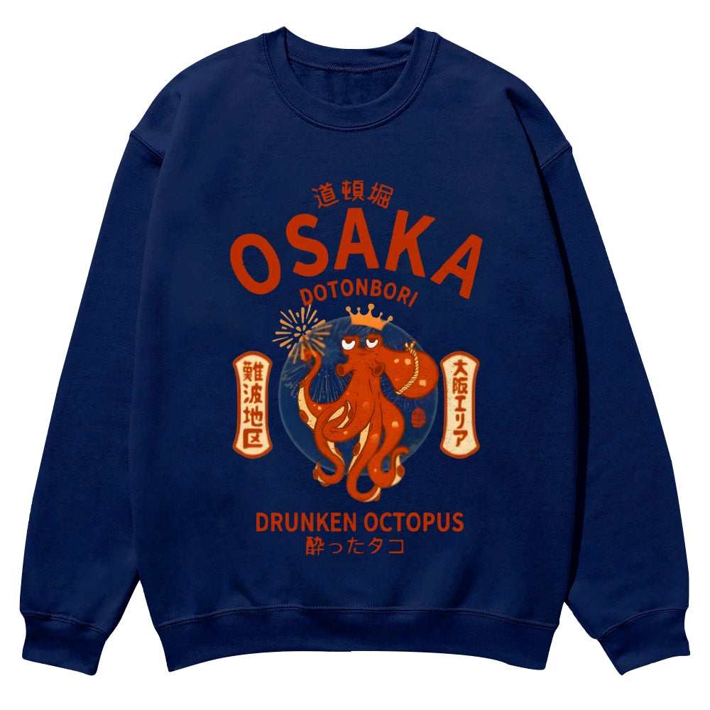 Osaka Dotonbori Drunken Octopus Cotton Sweatshirt