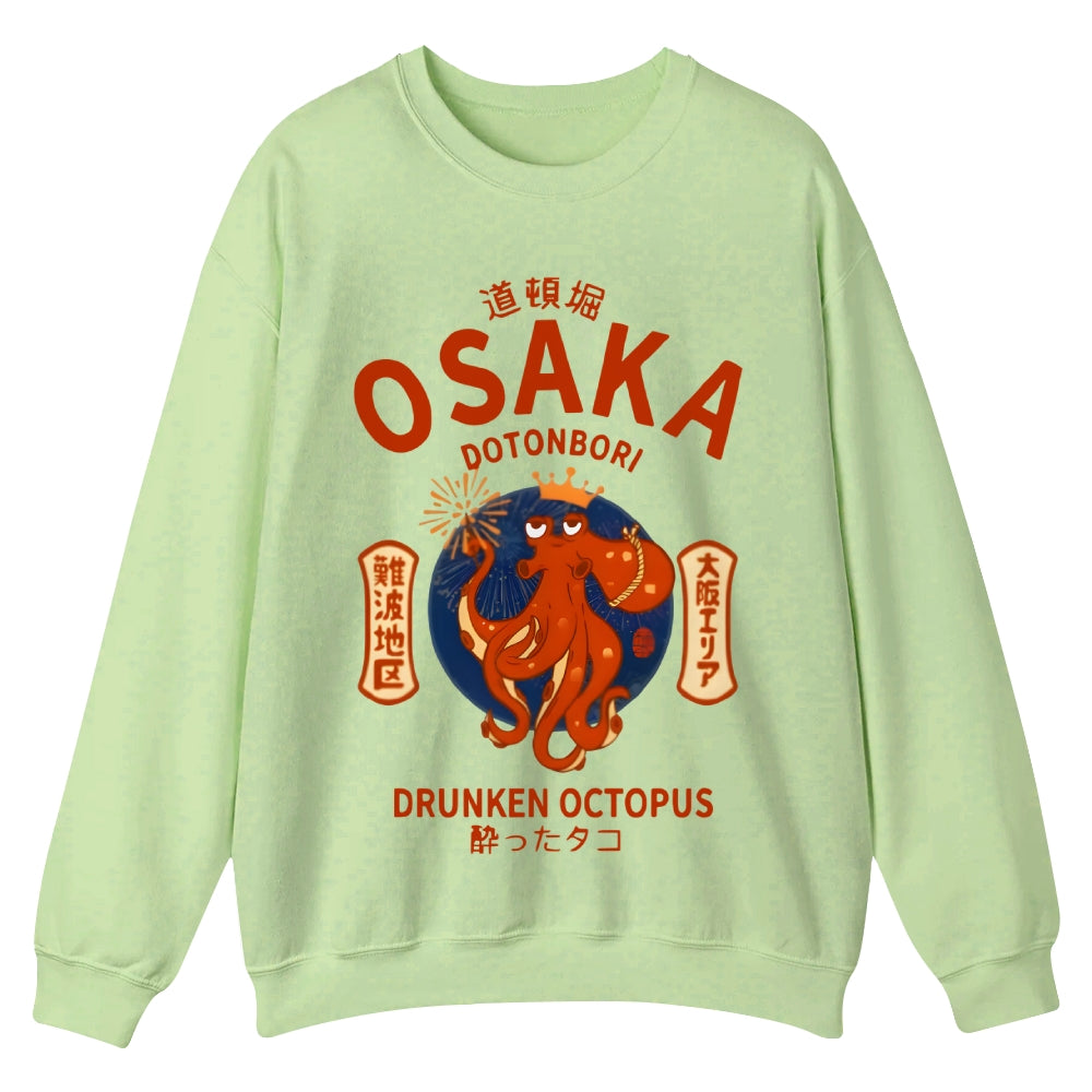 Osaka Dotonbori Drunken Octopus Cotton Sweatshirt