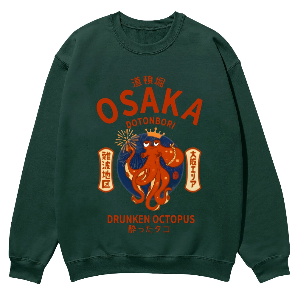 Osaka Dotonbori Drunken Octopus Cotton Sweatshirt