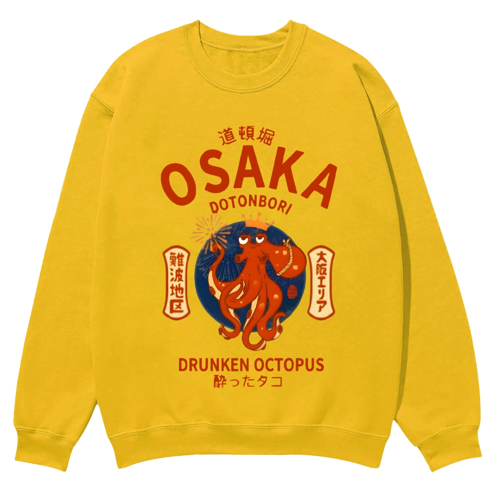 Osaka Dotonbori Drunken Octopus Cotton Sweatshirt