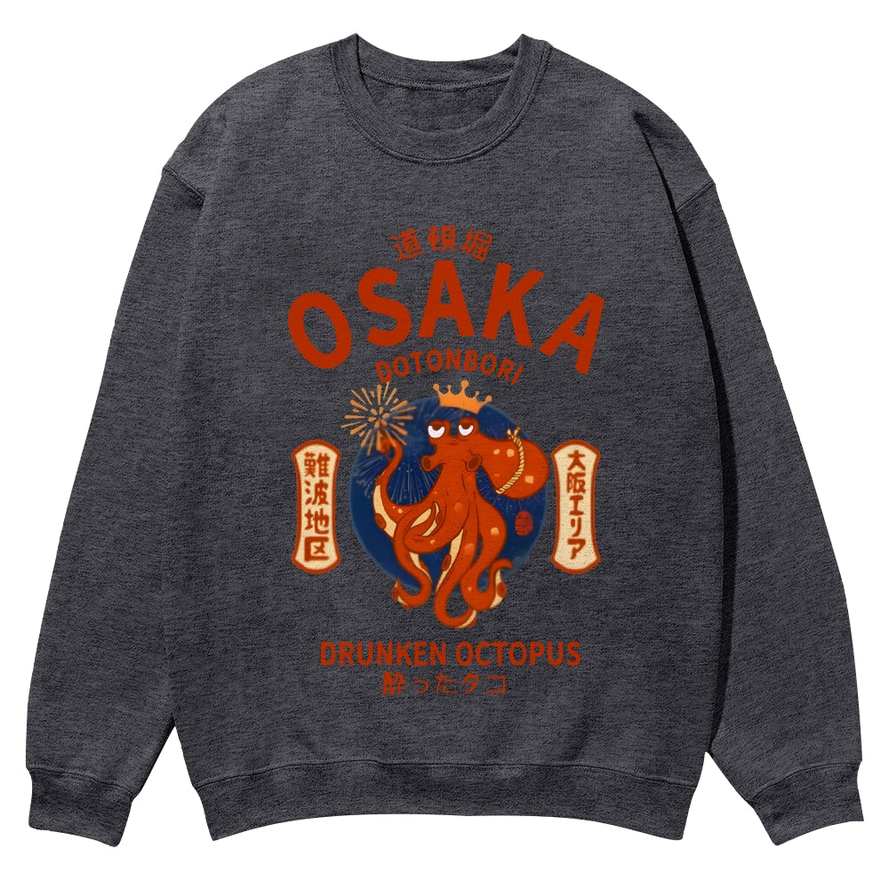 Osaka Dotonbori Drunken Octopus Cotton Sweatshirt