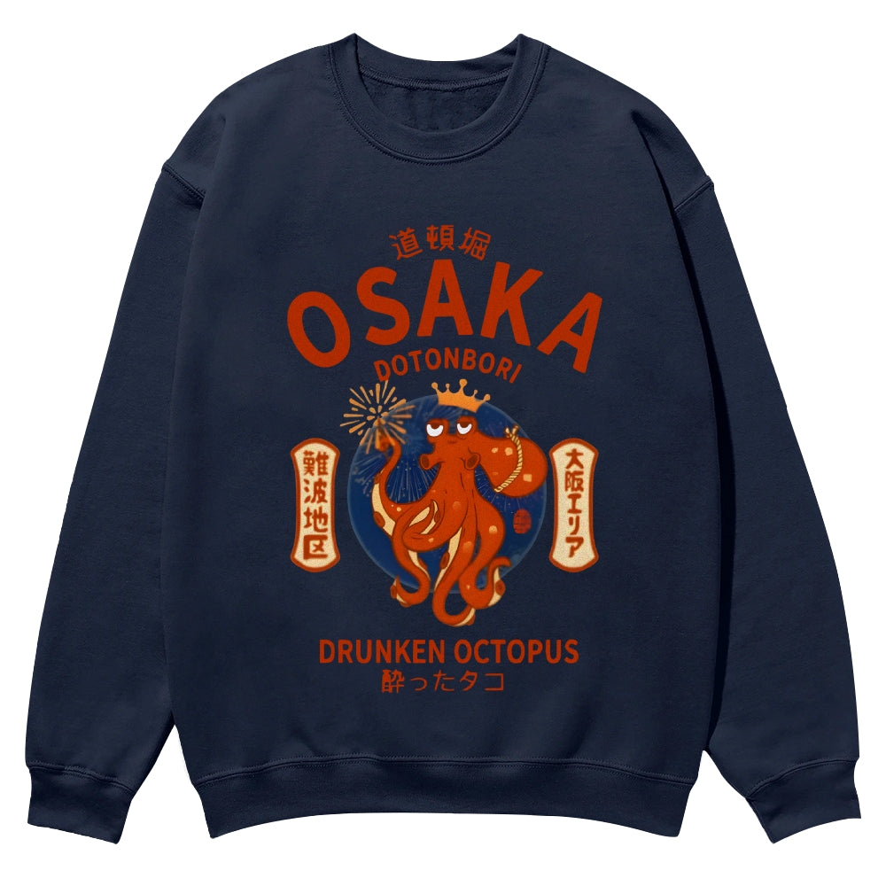 Osaka Dotonbori Drunken Octopus Cotton Sweatshirt