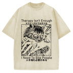 Japanese Cat Biting Vintage Washed T-shirt