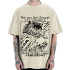 Japanese Cat Biting Vintage Washed T-shirt