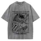 Japanese Cat Biting Vintage Washed T-shirt