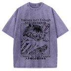 Japanese Cat Biting Vintage Washed T-shirt