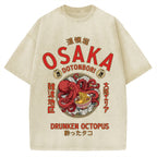 Osaka Drunken Octopus Eating Ramen Vintage Washed T-shirt