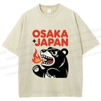 Unisex Vintage Bear Osaka Japan Printed Washed Tee