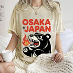 Unisex Vintage Bear Osaka Japan Printed Washed Tee