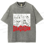Unisex Japanese Fortune Cat DanDaDan Printed Washed Tee