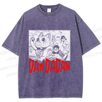 Unisex Japanese Fortune Cat DanDaDan Printed Washed Tee