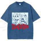 Unisex Japanese Fortune Cat DanDaDan Printed Washed Tee