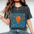 Unisex Vintage Fish Graffiti Printed Washed Tee
