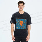 Unisex Vintage Fish Graffiti Printed Washed Tee