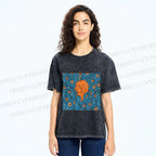 Unisex Vintage Fish Graffiti Printed Washed Tee