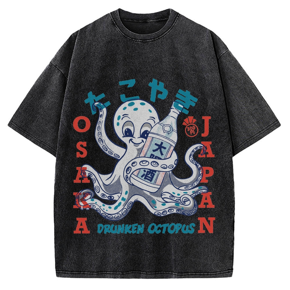 Drunken Octopus Takoyaki Vintage Washed T-shirt