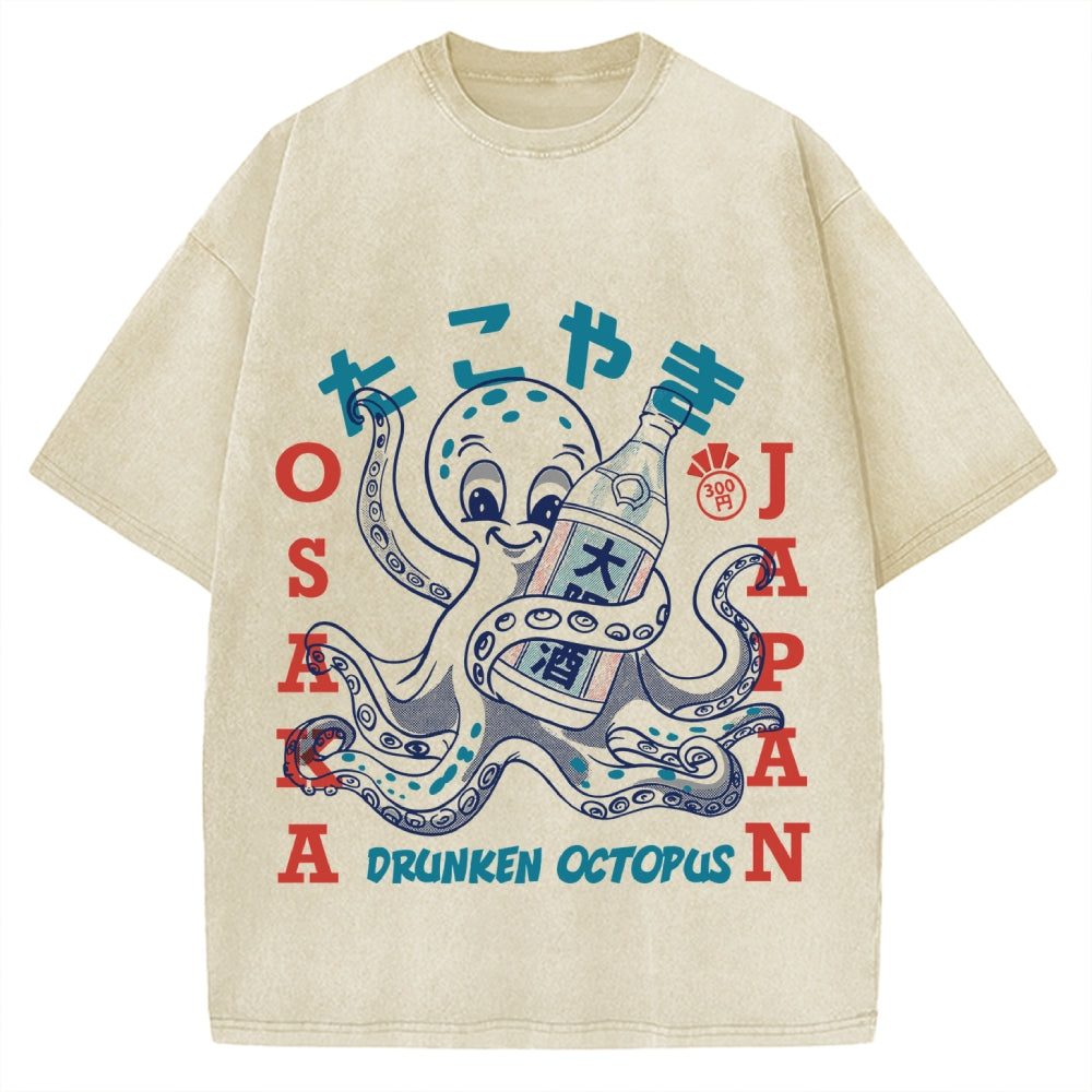 Drunken Octopus Takoyaki Vintage Washed T-shirt