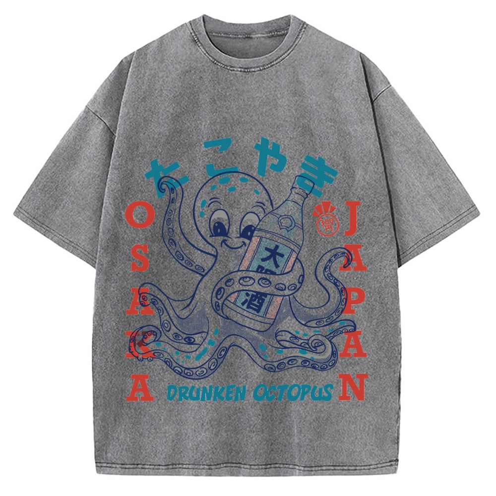 Drunken Octopus Takoyaki Vintage Washed T-shirt