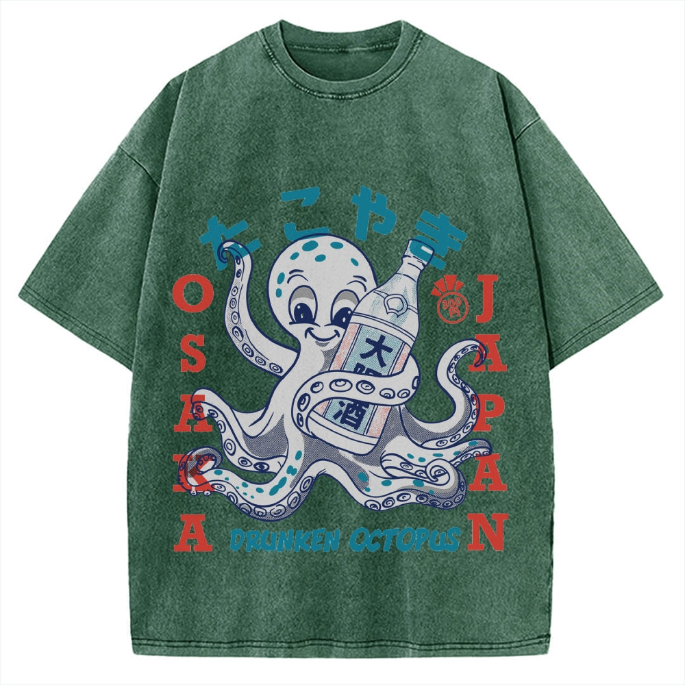 Drunken Octopus Takoyaki Vintage Washed T-shirt