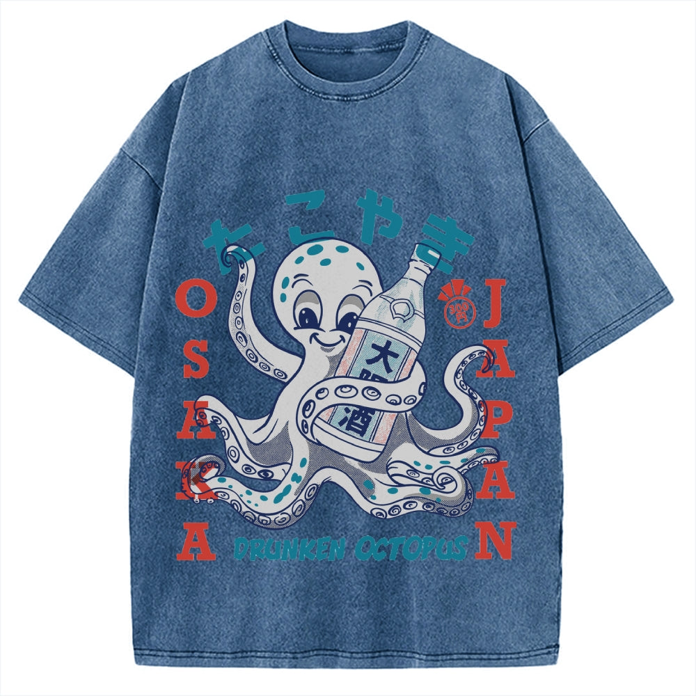 Drunken Octopus Takoyaki Vintage Washed T-shirt