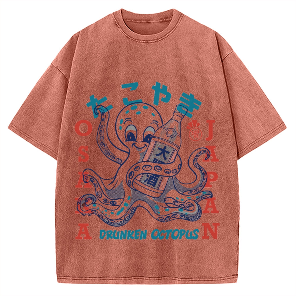 Drunken Octopus Takoyaki Vintage Washed T-shirt