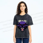 Unisex Japanese Angry Leopard Printed Washed Tee