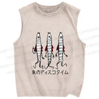 Unisex Japanese Silly Fish Printed Washed Tank Top