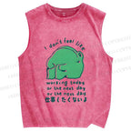 Unisex Silly Frog Don't Feel Like Working Anyday Printed Washed Tank Top