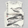 Unisex Japanese Vintage Fish Printed Tank Top
