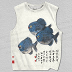 Unisex Vintage Japanese Fish Printed Tank Top