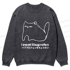 Casual I need ibuprofen Cat Vintage Crewneck Sweatshirt