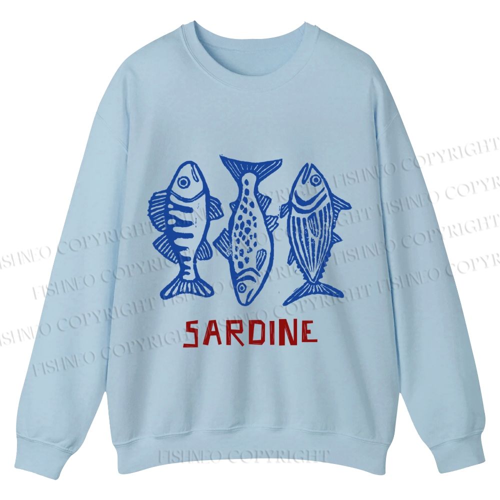 Casual Vintage Sardine Crewneck Sweatshirt
