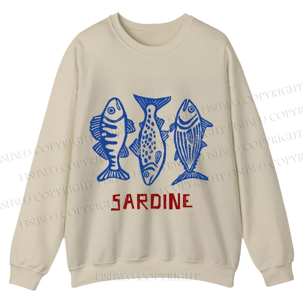 Casual Vintage Sardine Crewneck Sweatshirt