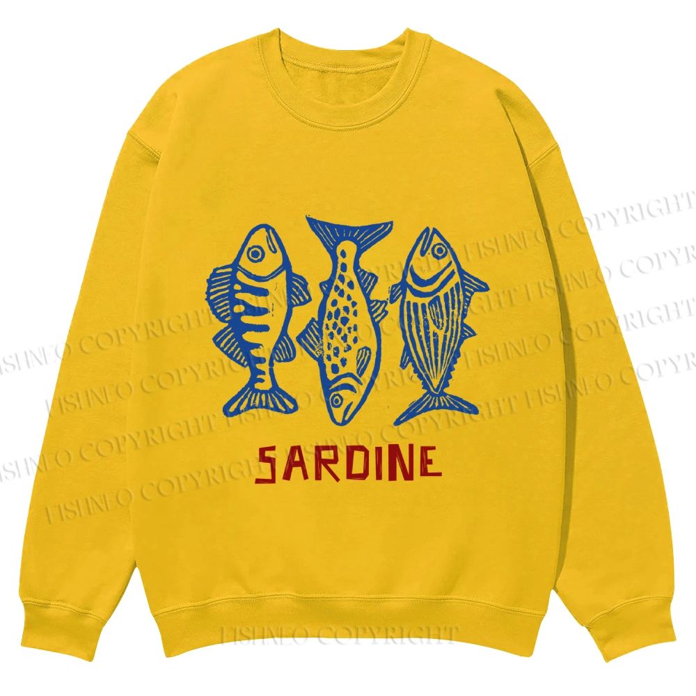Casual Vintage Sardine Crewneck Sweatshirt