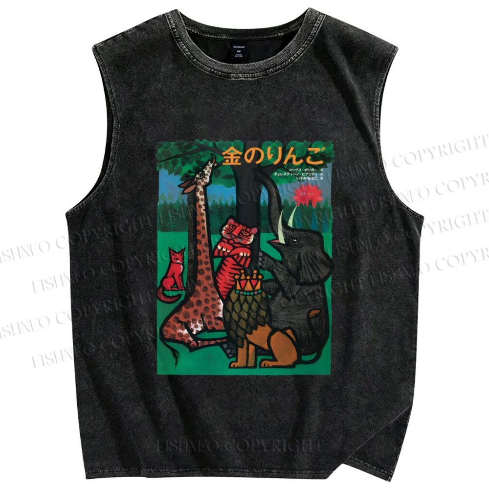 Unisex The Golden Apple Printed Washed Tank Top