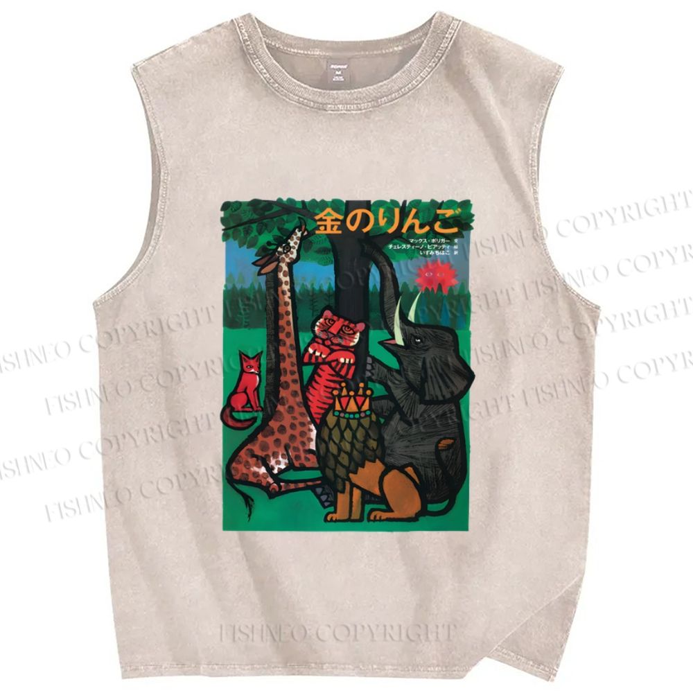 Unisex The Golden Apple Printed Washed Tank Top