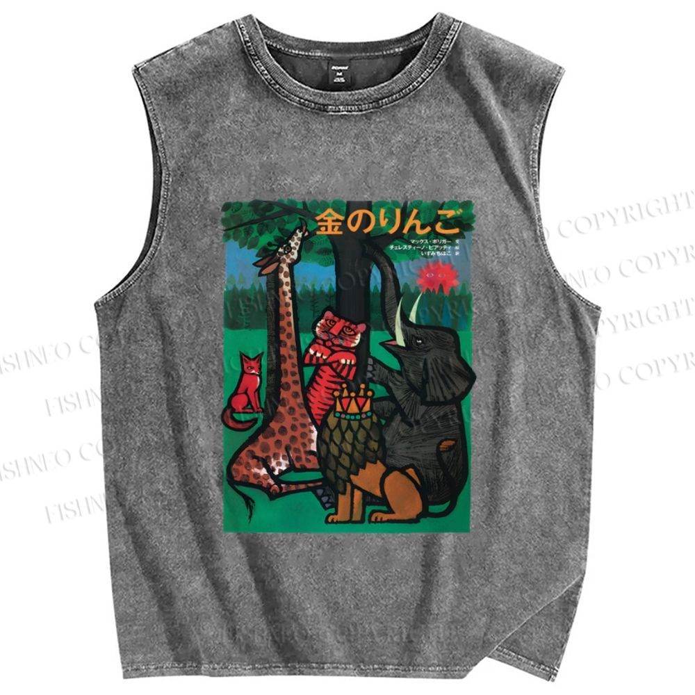 Unisex The Golden Apple Printed Washed Tank Top