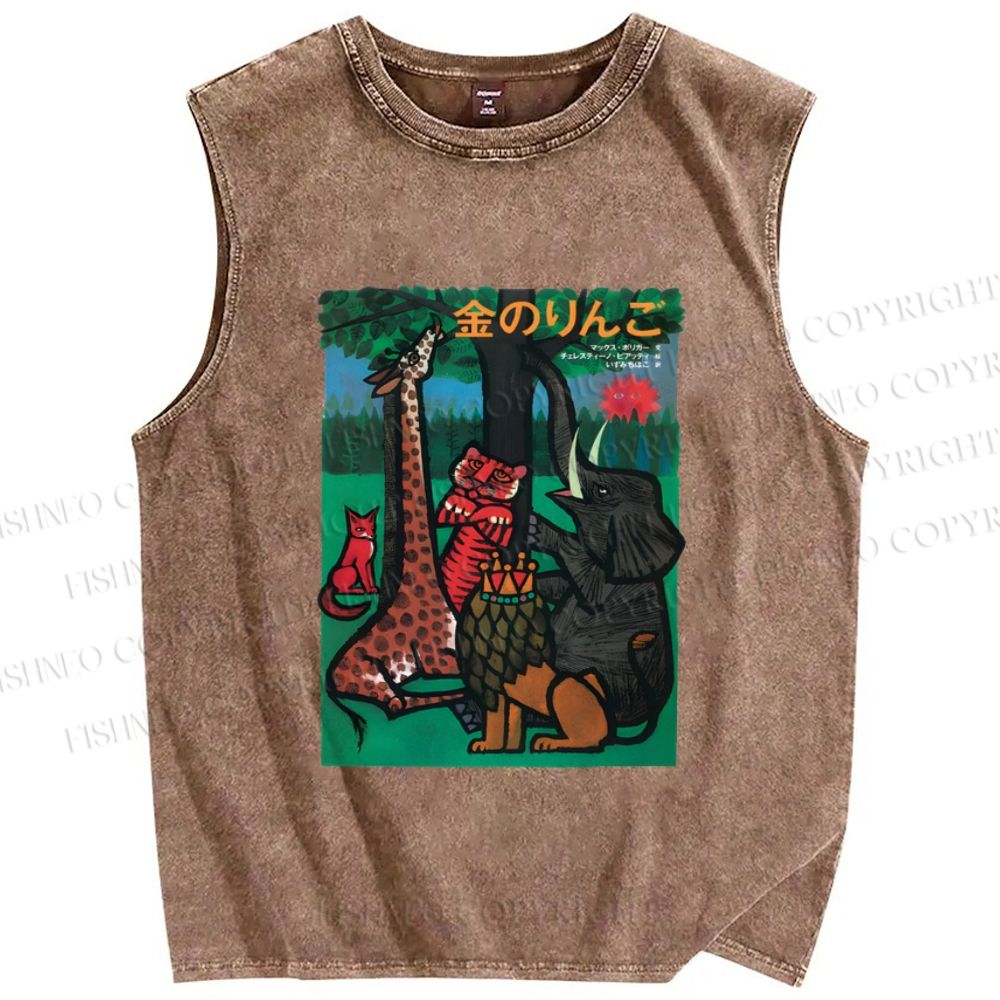 Unisex The Golden Apple Printed Washed Tank Top