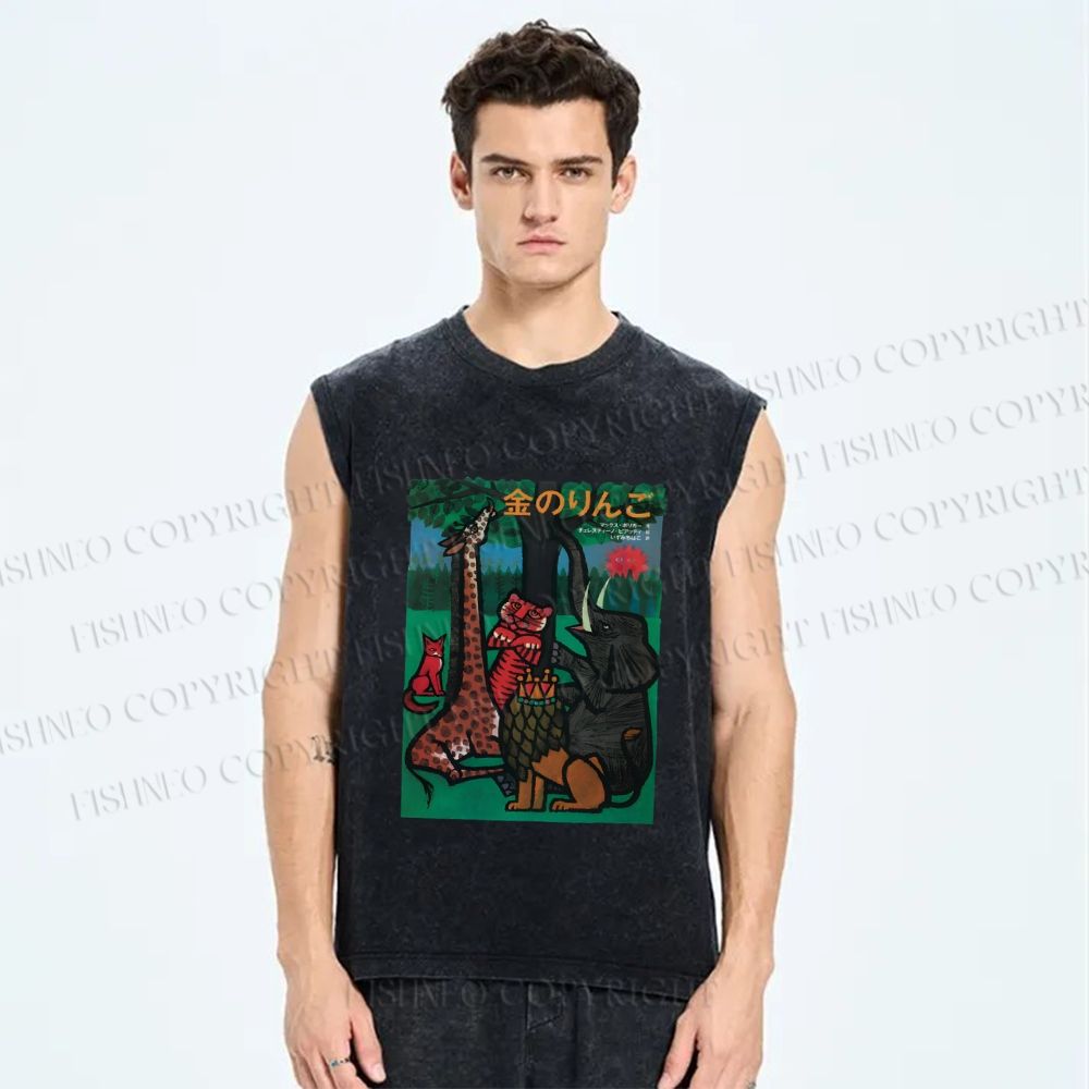 Unisex The Golden Apple Printed Washed Tank Top