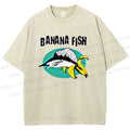 Unisex Banana Fish Printed Washed Tee
