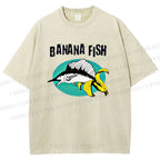 Unisex Banana Fish Printed Washed Tee