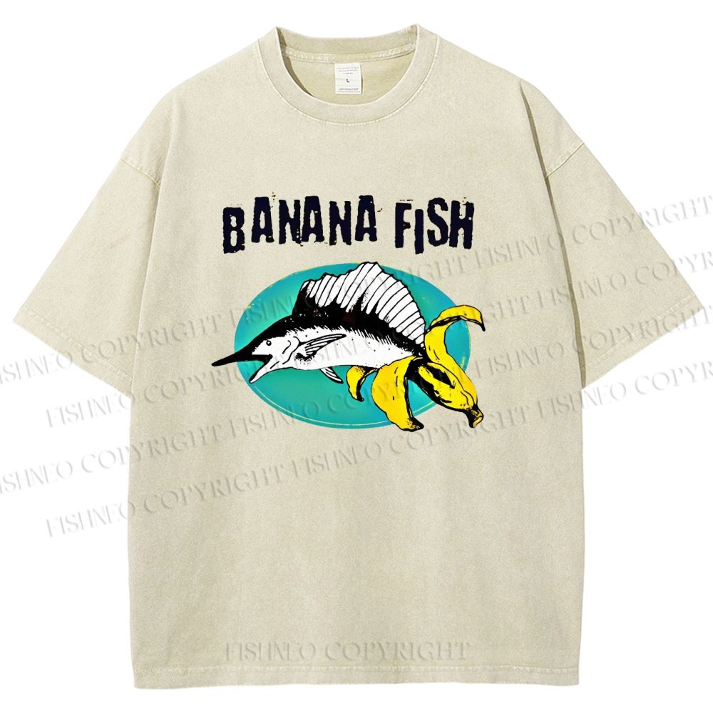 Unisex Banana Fish Printed Washed Tee
