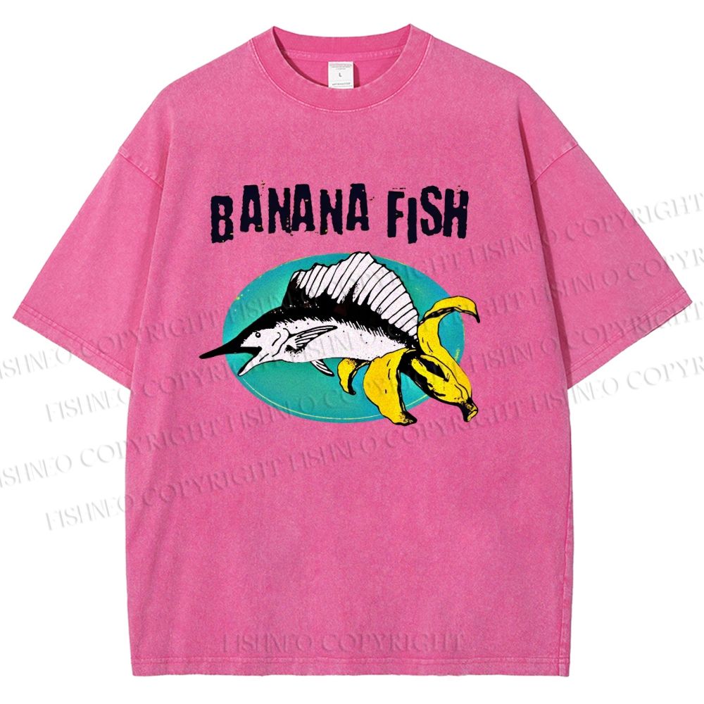 Unisex Banana Fish Printed Washed Tee